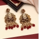Generic Women's Maroon Color Kundan Earrings 