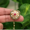 Generic Women's Maroon &amp; Green Color Kundan Meena Borla Tikka 
