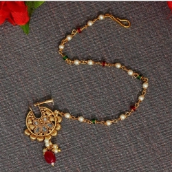 Generic Women's Maroon &amp; Green Color Nose Nath 