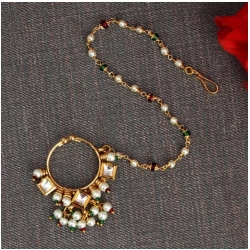 Generic Women's Maroon &amp; Green Color Nose Nath 