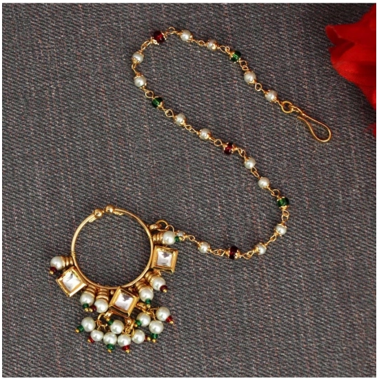 Generic Women's Maroon &amp; Green Color Nose Nath 