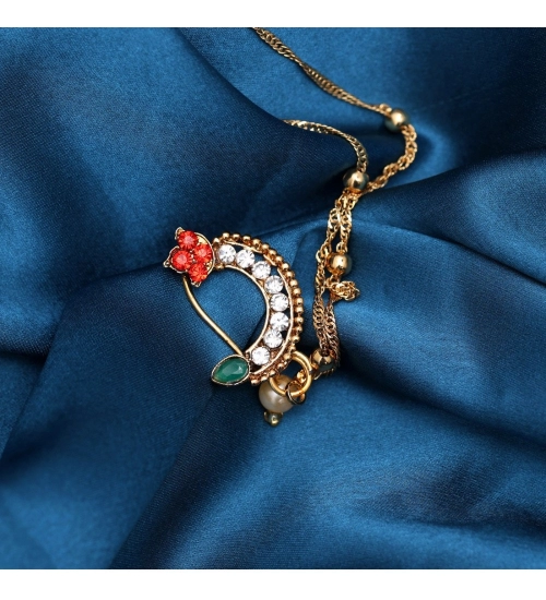 Generic Women's Maroon &amp; Green Color Nose Nath 