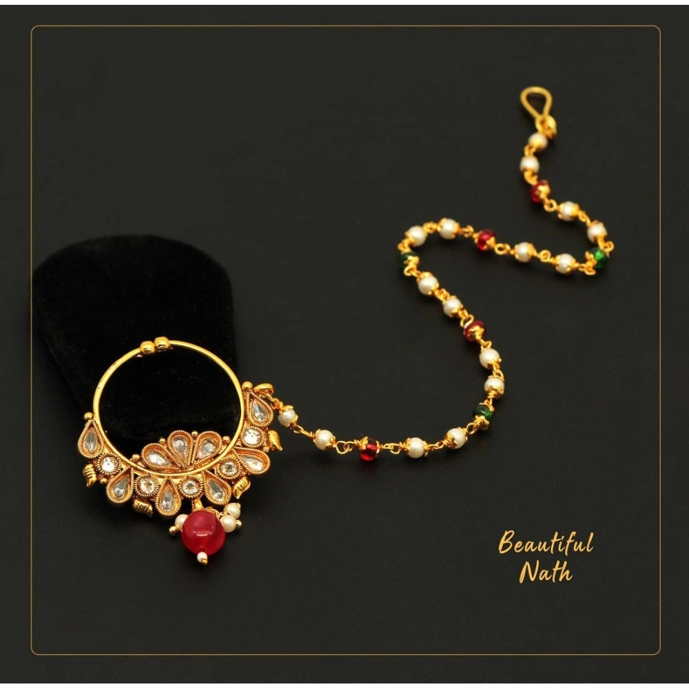 Generic Women's Maroon &amp; Green Color Nose Nath 