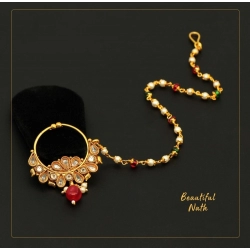 Generic Women's Maroon &amp; Green Color Nose Nath 