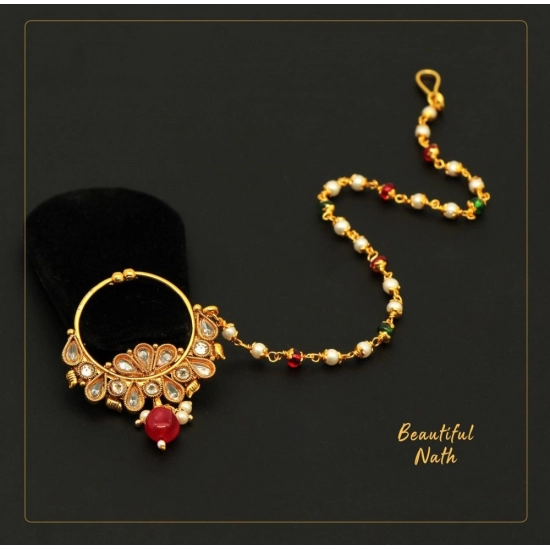 Generic Women's Maroon &amp; Green Color Nose Nath 