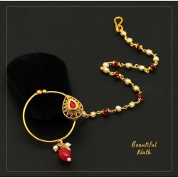 Generic Women's Maroon Color Nose Nath 