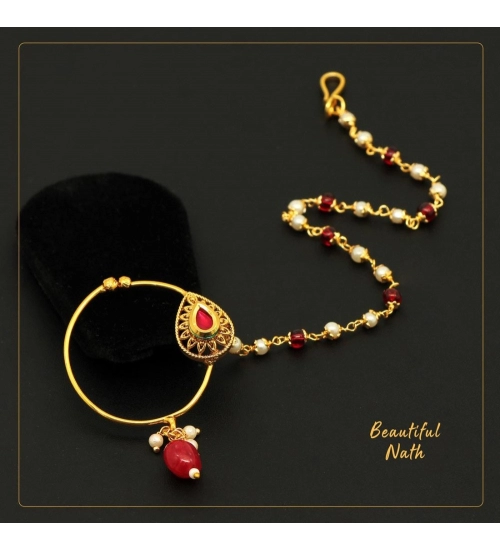 Generic Women's Maroon Color Nose Nath 