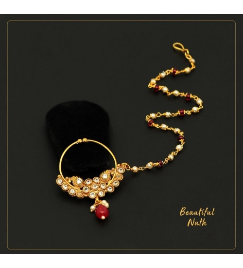 Generic Women's Maroon Color Nose Nath 