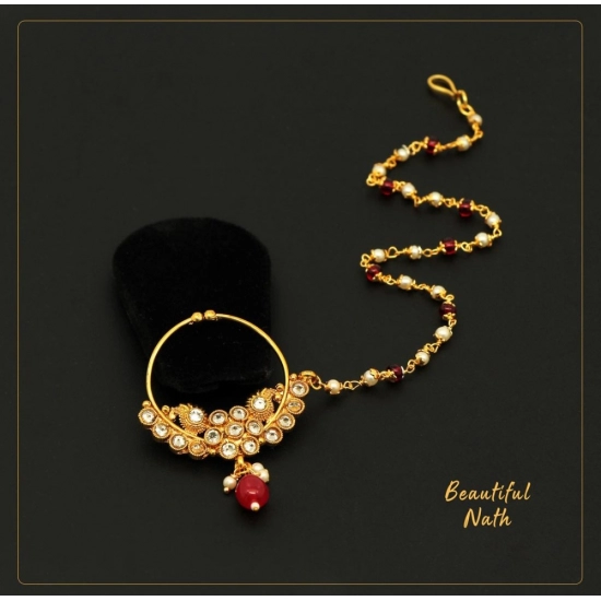 Generic Women's Maroon Color Nose Nath 