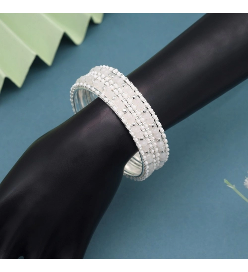 Generic Women's White Color 1 Set Of Bangle Size: 2.4 Generic Women's White Color 1 Set Of Bangle Size: 2.4