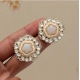 Generic Women's White Color Kundan Stud Earrings 