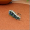 Generic Women's Green Color Meenakari Work Oxidised Adjustable Ring 
