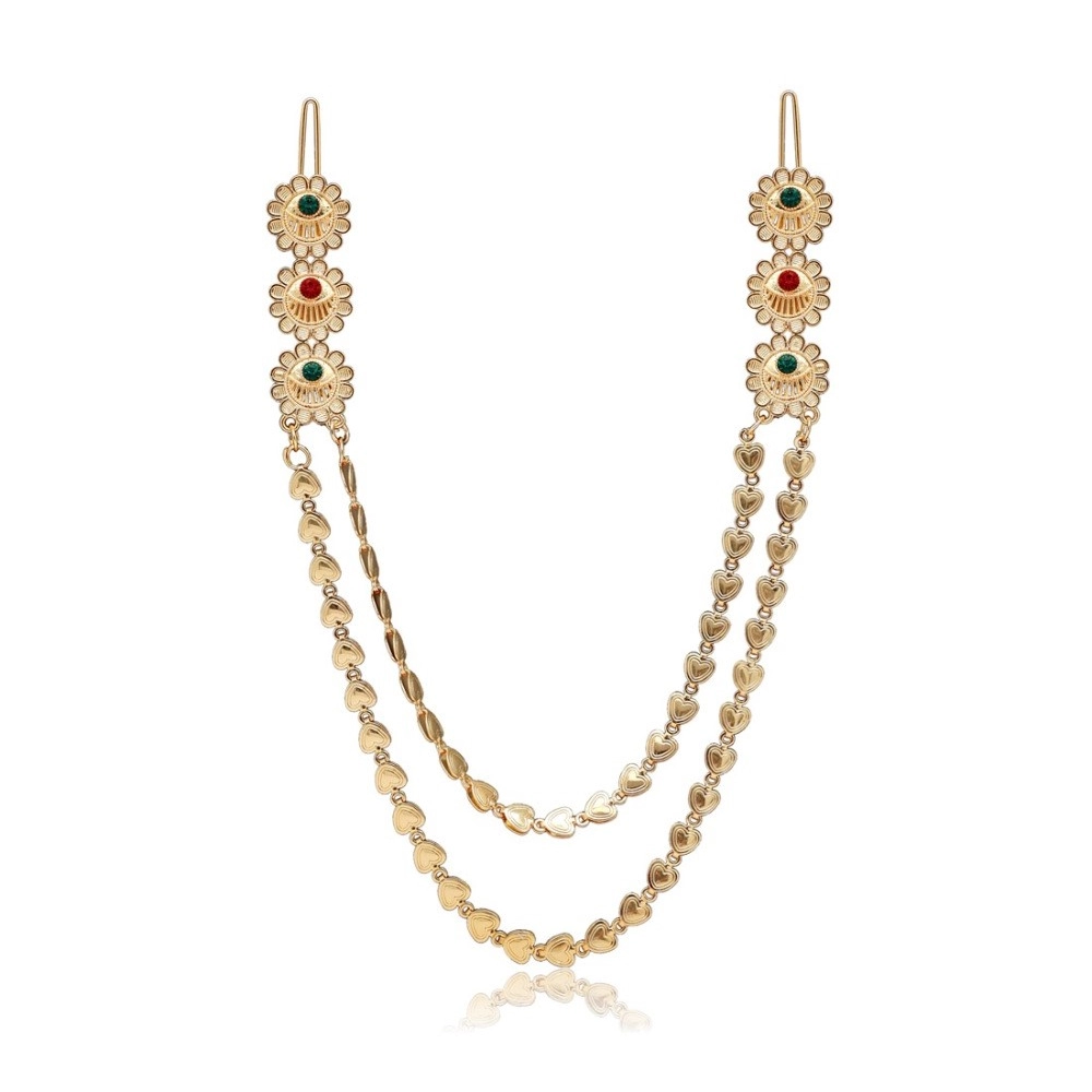 Generic Women's Maroon &amp; Green Color Gold Plated Hair Pin / Juda Pin 