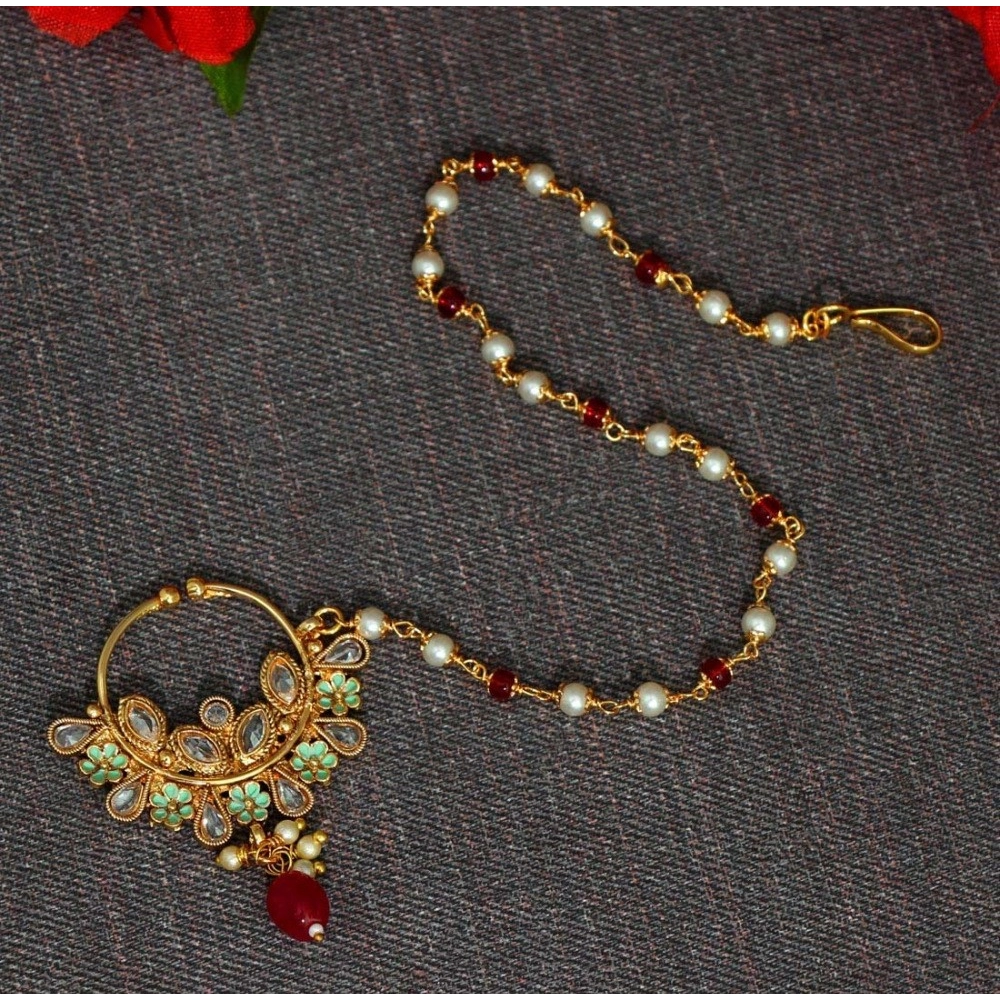 Generic Women's Rani Color Nose Nath 