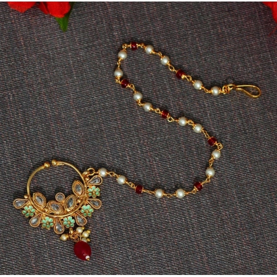 Generic Women's Rani Color Nose Nath 