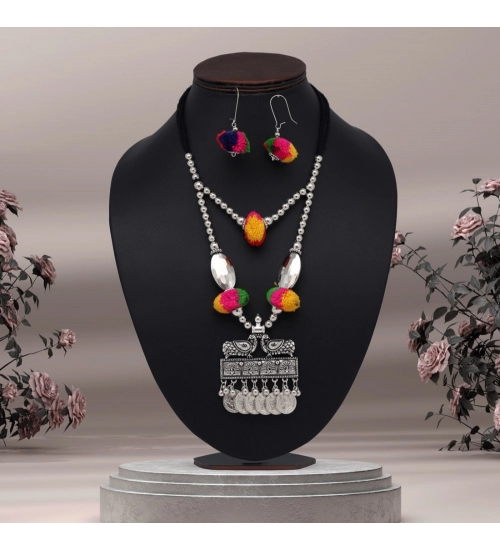 Generic Women's Multi Color Oxidised Necklace Set 