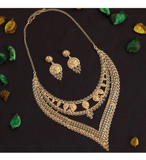 Generic Women's Gold Color Gold Plated Necklace Set Adjustable Chain