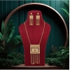 Generic Women's Red Color Gold Plated Necklace Set Adjustable Chain