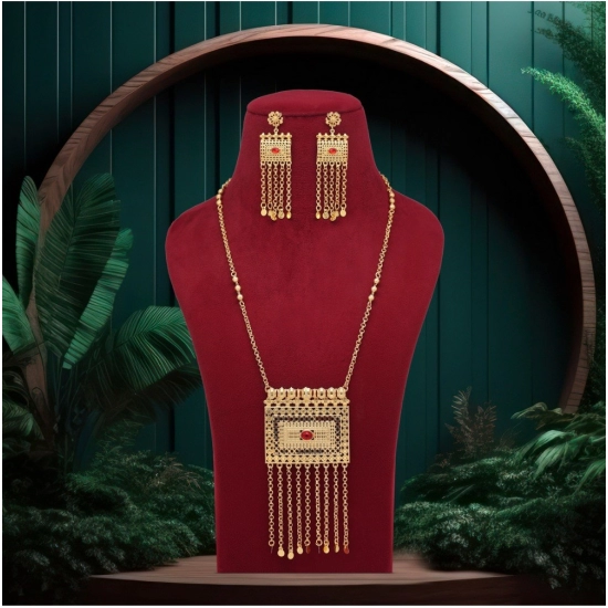 Generic Women's Red Color Gold Plated Necklace Set Adjustable Chain Generic Women's Red Color Gold Plated Necklace Set Adjustable Chain