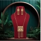 Generic Women's Red Color Gold Plated Necklace Set Adjustable Chain