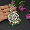Generic Women's Green Color Mirror Work Maang Tikka 