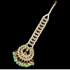 Generic Women's Rama Green Color Imitation Pearl &amp; Kundan Maang Tikka 