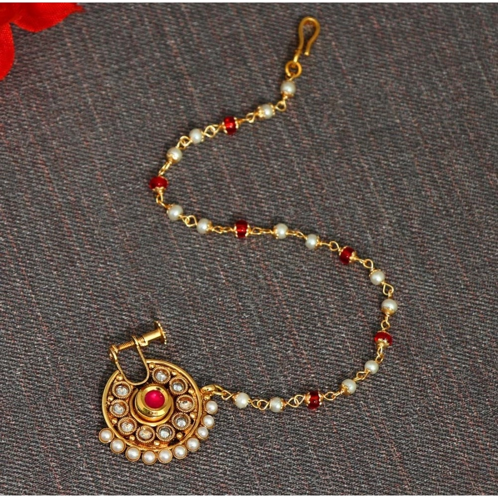 Generic Women's Maroon Color Nose Nath 