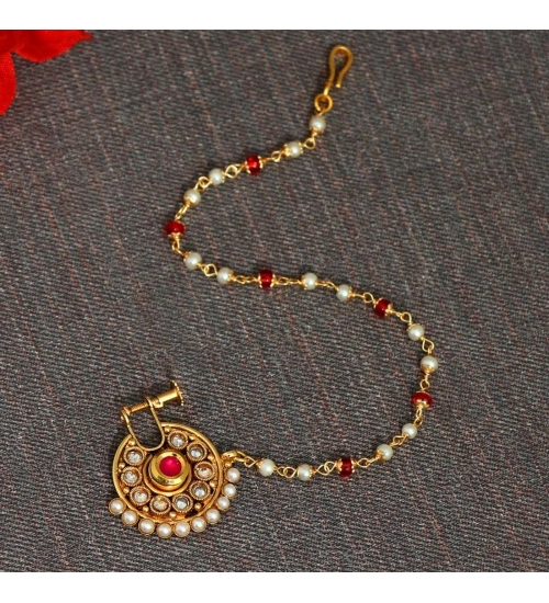 Generic Women's Maroon Color Nose Nath 