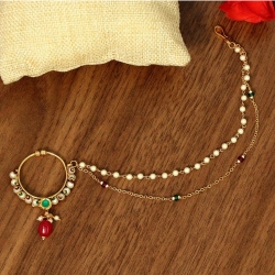 Generic Women's Maroon &amp; Green Color Nose Nath 