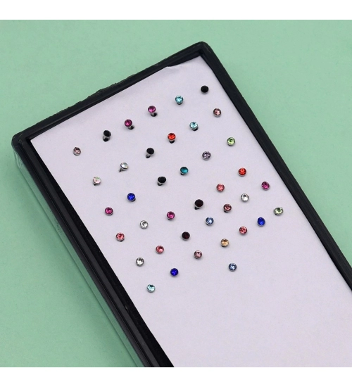 Generic Women's Multi Color Nose Pin Combo Of Aprox 40 Pieces 