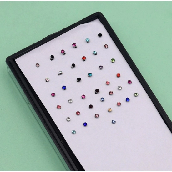 Generic Women's Multi Color Nose Pin Combo Of Aprox 40 Pieces 