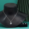 Generic Women's Silver Color Stone Locket Pendant Set Adjustable Ring