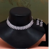 Generic Women's Silver Color Stone Necklace Set Adjustable Chain 