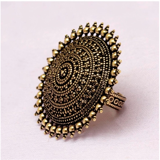 Generic Women's Gold Color Oxidised Adjustable Ring 