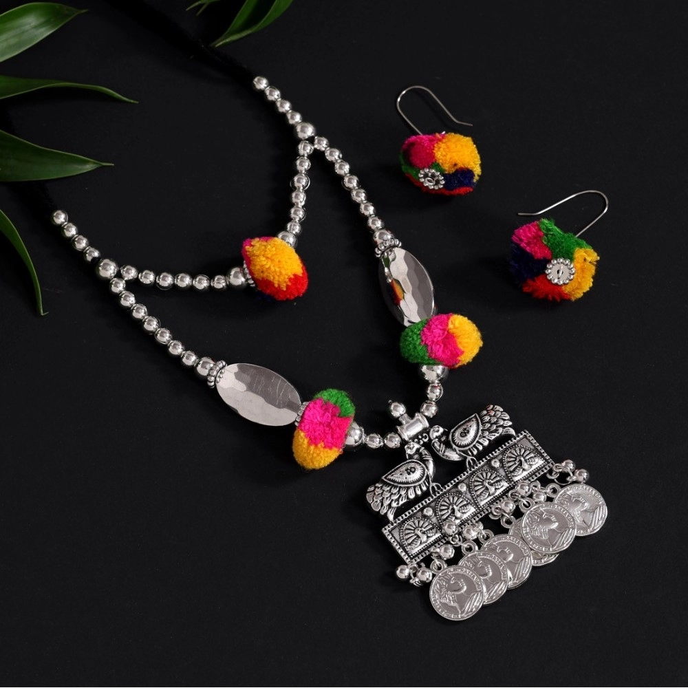 Generic Women's Multi Color Oxidised Necklace Set 