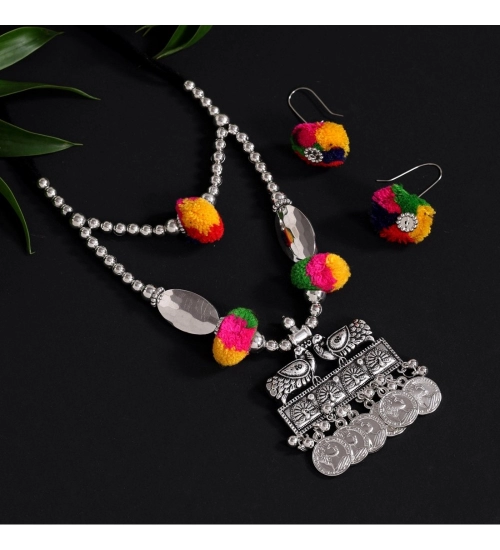 Generic Women's Multi Color Oxidised Necklace Set 