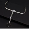 Generic Women's White Color Rhinestone Hathphool Adjustable Bracelet