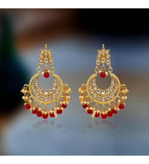 Generic Women's Maroon Color Imitation & Kundan Earrings Generic Women's Maroon Color Imitation & Kundan Earrings