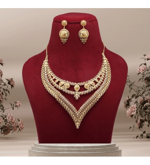 Generic Women's Gold Color Gold Plated Necklace Set Adjustable Chain