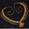 Generic Women's Maroon &amp; Green Color Glass Stone Kamarband Adjustable Chain