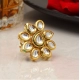 Generic Women's White Color Kundan Meenakari Finger Ring For Women Adjustable Ring