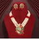 Generic Women's Red Color Long Meenakari Necklace Set 