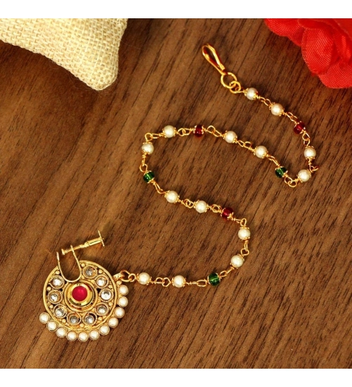 Generic Women's Maroon & Green Color Nose Nath Generic Women's Maroon & Green Color Nose Nath