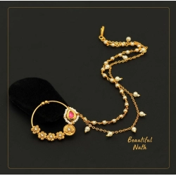 Generic Women's Rani Color Nose Nath 