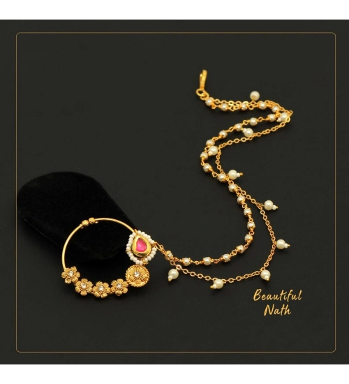 Generic Women's Rani Color Nose Nath 