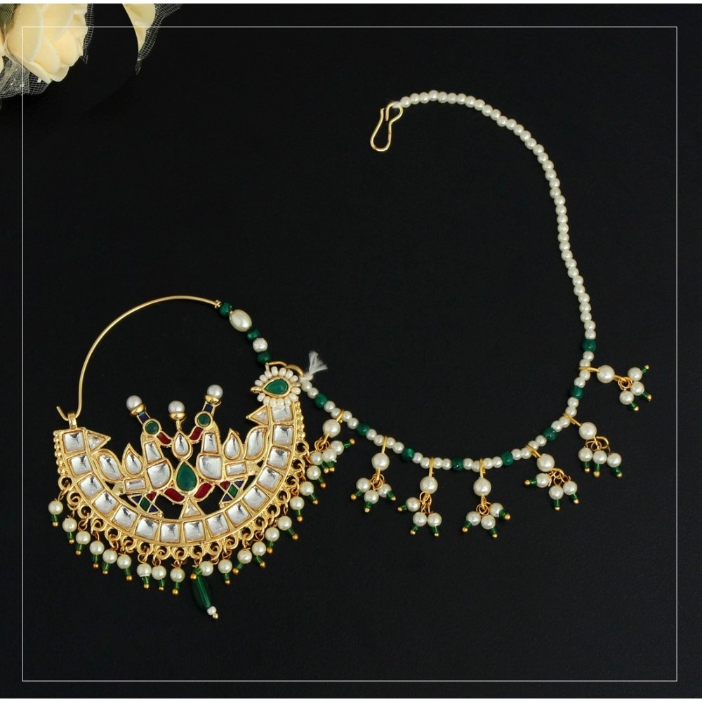 Generic Women's Green Color Glass Stone Nose Nath 