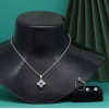 Generic Women's Silver Color Stone Locket Pendant Set Adjustable Ring