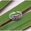 Generic Women's Multi Color Assorted Design Adjustable Toe Rings Combo Of 4 Pairs 