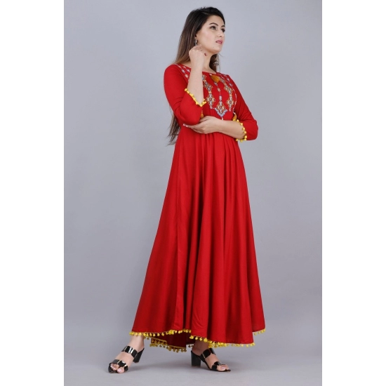 Generic Women's Casual 3/4th Sleeve Embroidered Viscose Rayon Kurti (Maroon) Generic Women's Casual 3/4th Sleeve Embroidered Viscose Rayon Kurti (Maroon)