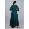 Generic Women's Casual 3/4th Sleeve Embroidered Viscose Rayon Kurta (Bottle Green)